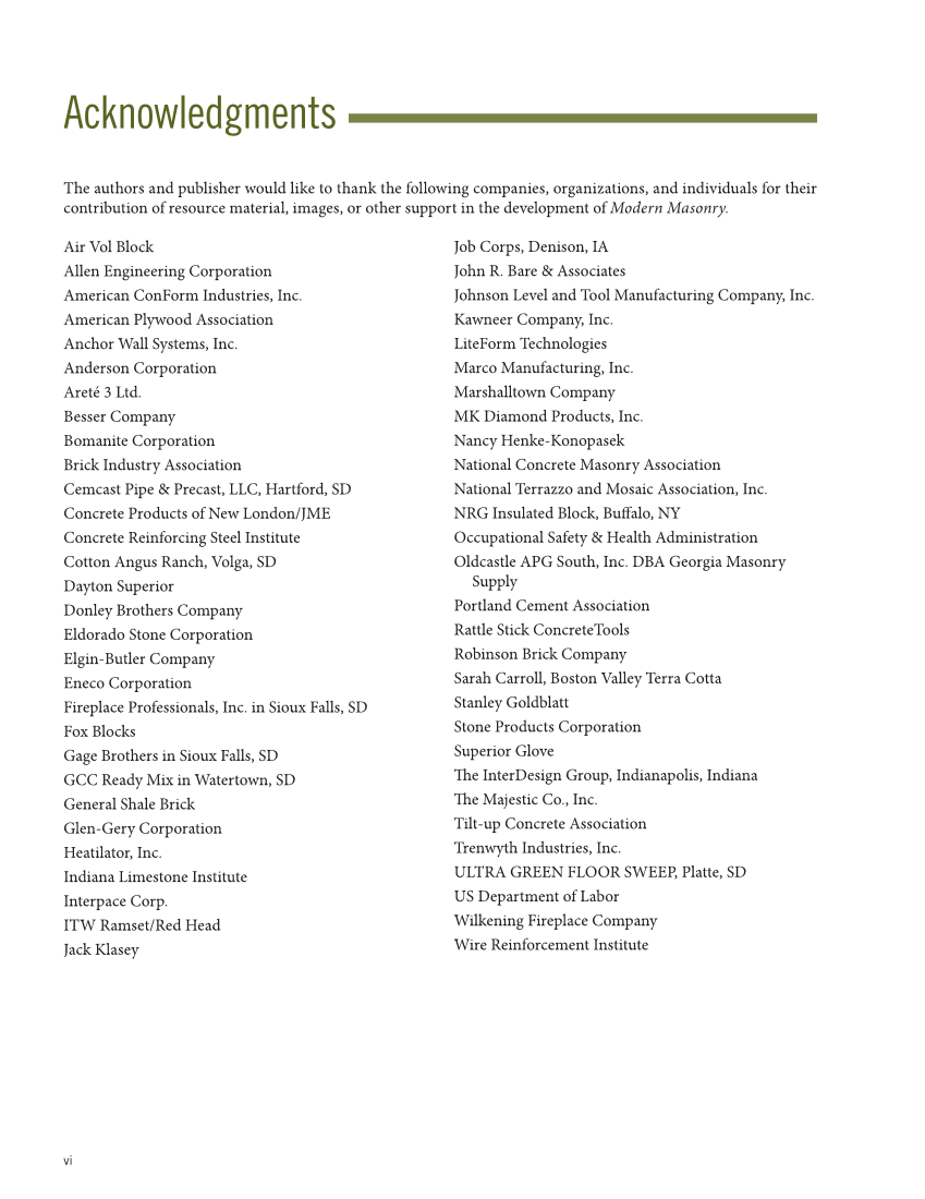 Modern Masonry: Brick, Block, Stone 9e, Textbook page vi
