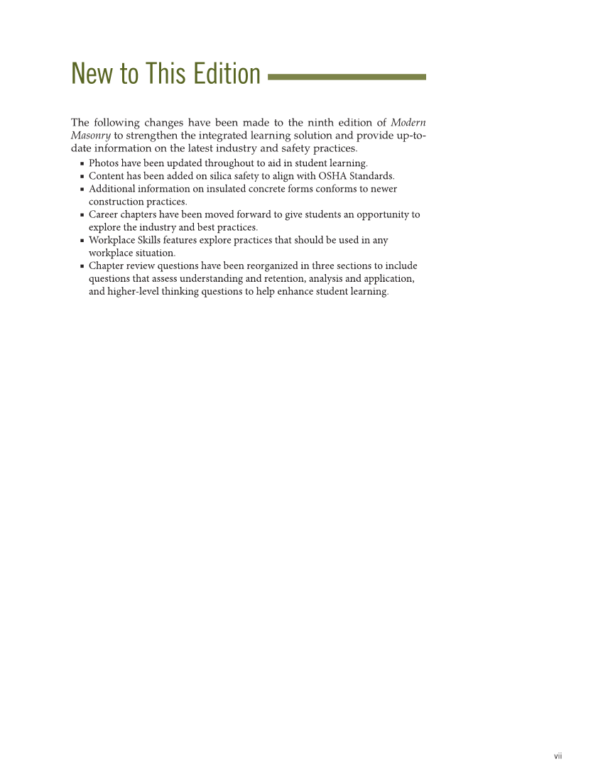 Modern Masonry: Brick, Block, Stone 9e, Textbook page vii