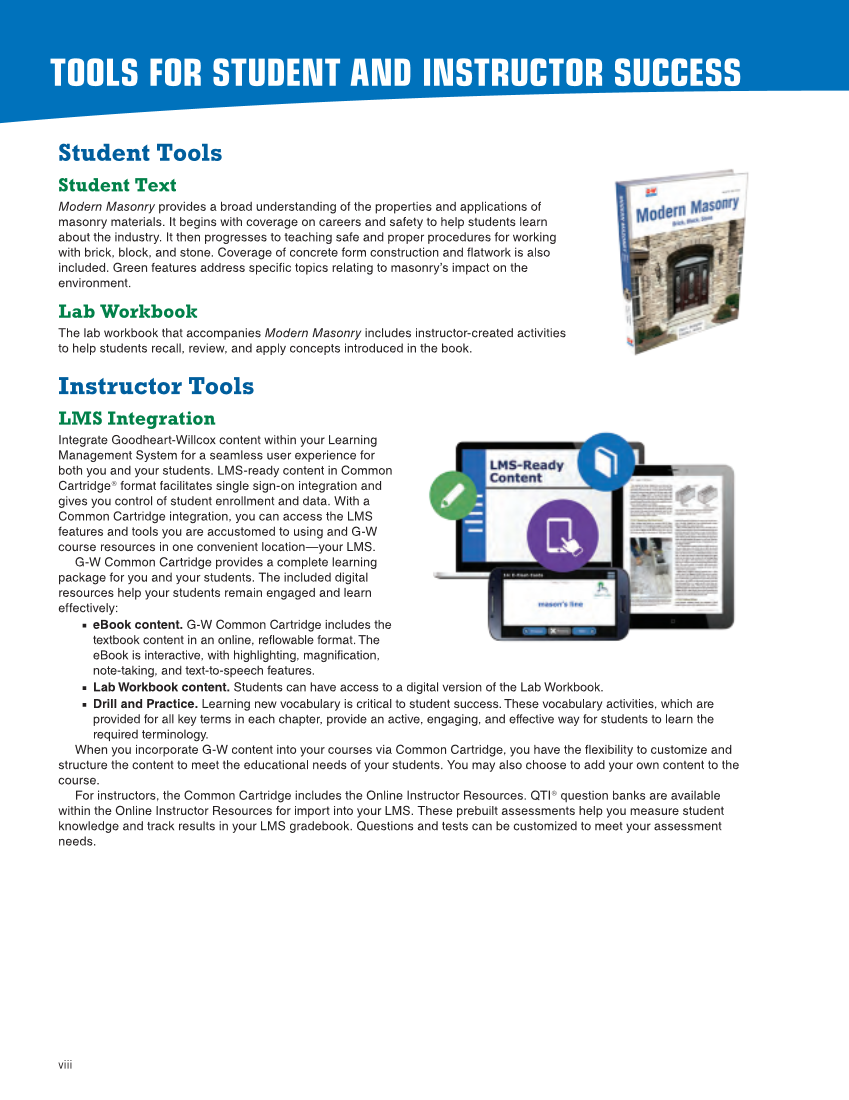 Modern Masonry: Brick, Block, Stone 9e, Textbook page viii