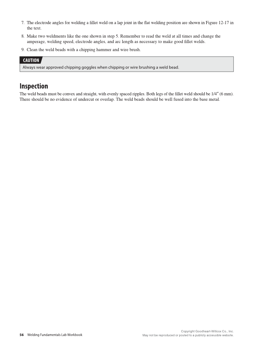 Welding Fundamentals 6e, Lab Workbook page 56