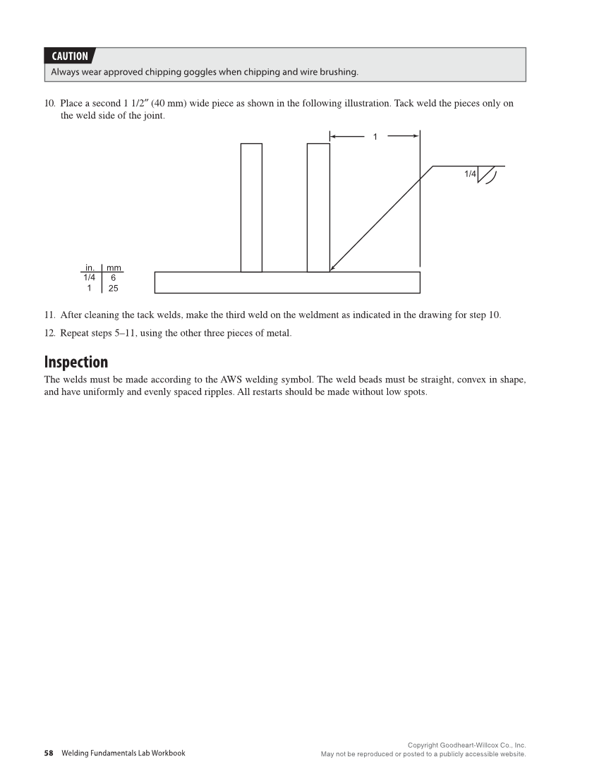 Welding Fundamentals 6e, Lab Workbook page 58