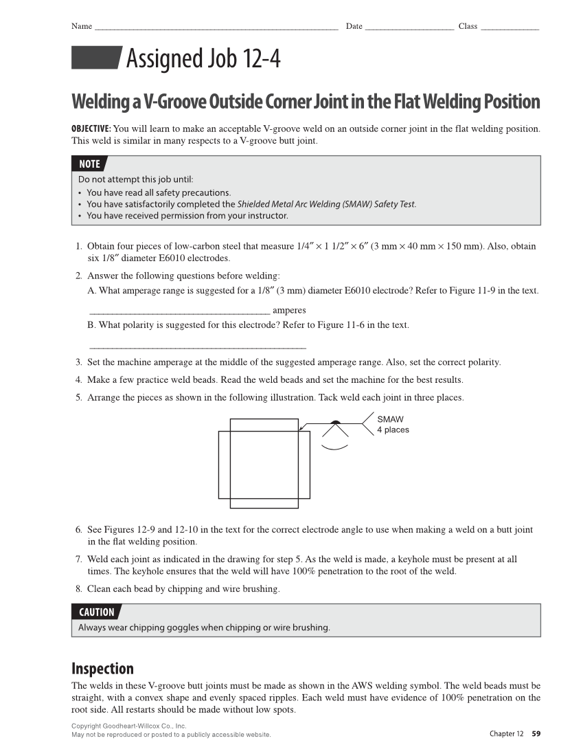 Welding Fundamentals 6e, Lab Workbook page 59