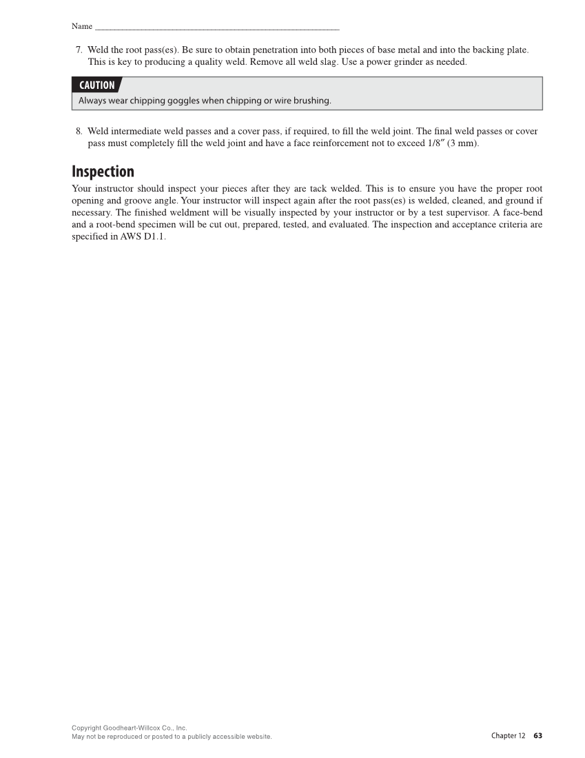 Welding Fundamentals 6e, Lab Workbook page 63