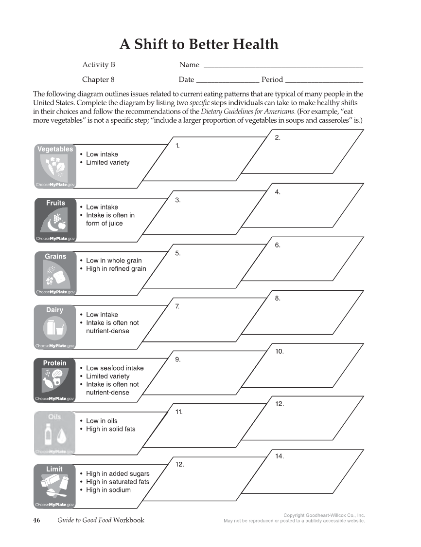 Guide to Good Food: Nutrition and Food Preparation 15e, Workbook page 46