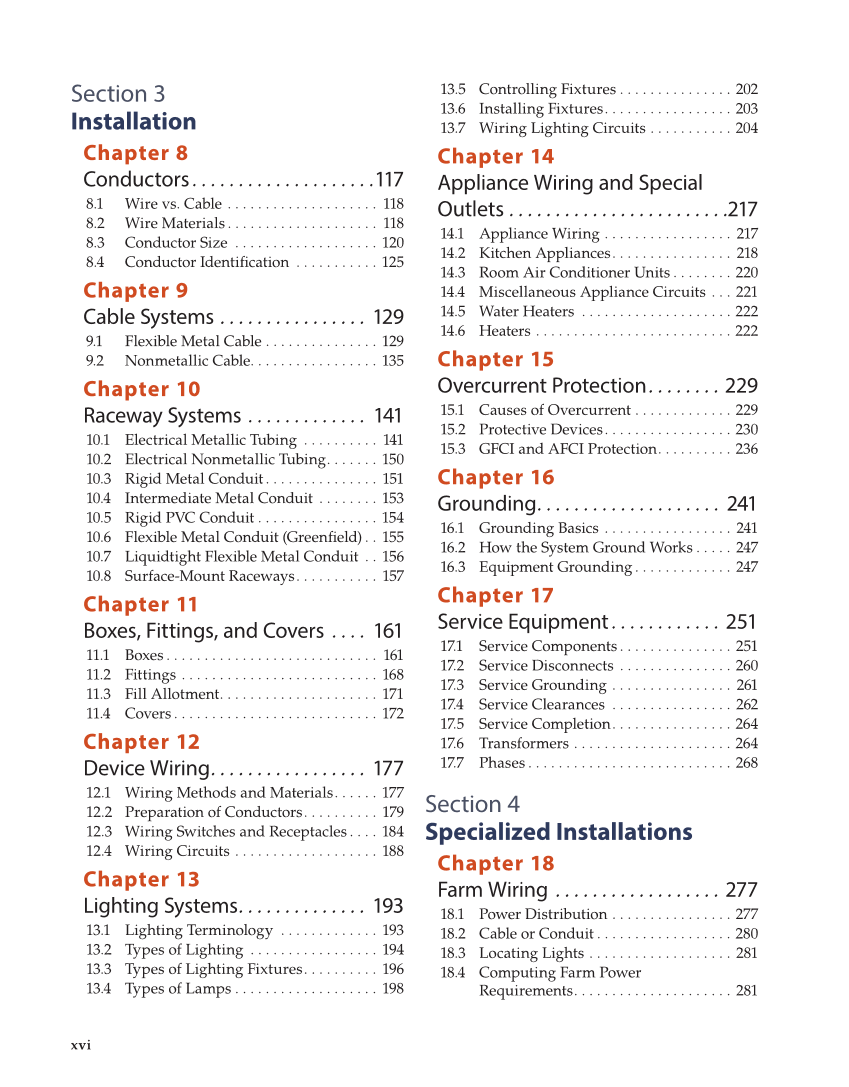Modern Residential Wiring, 12th Edition page xvi