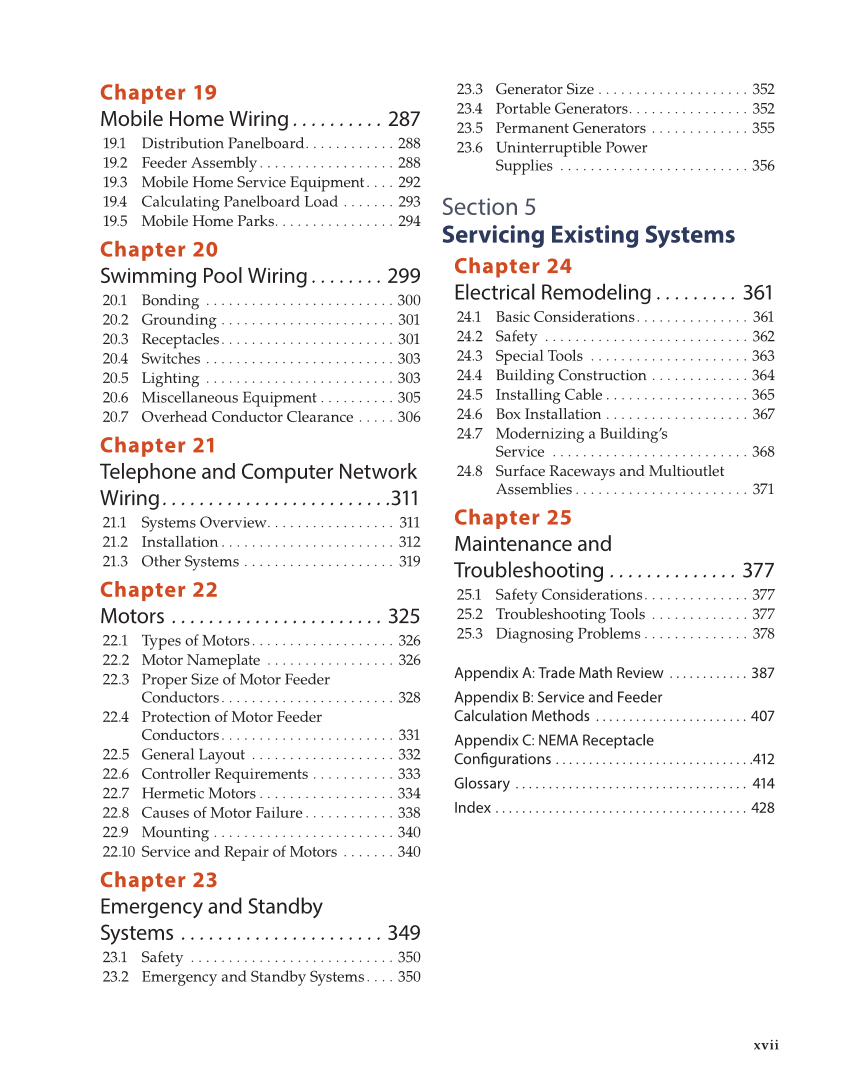 Modern Residential Wiring, 12th Edition page xvii