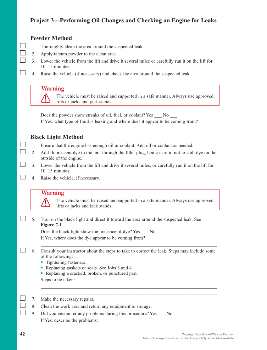 Modern Automotive Technology 10e, Shop Manual page 42