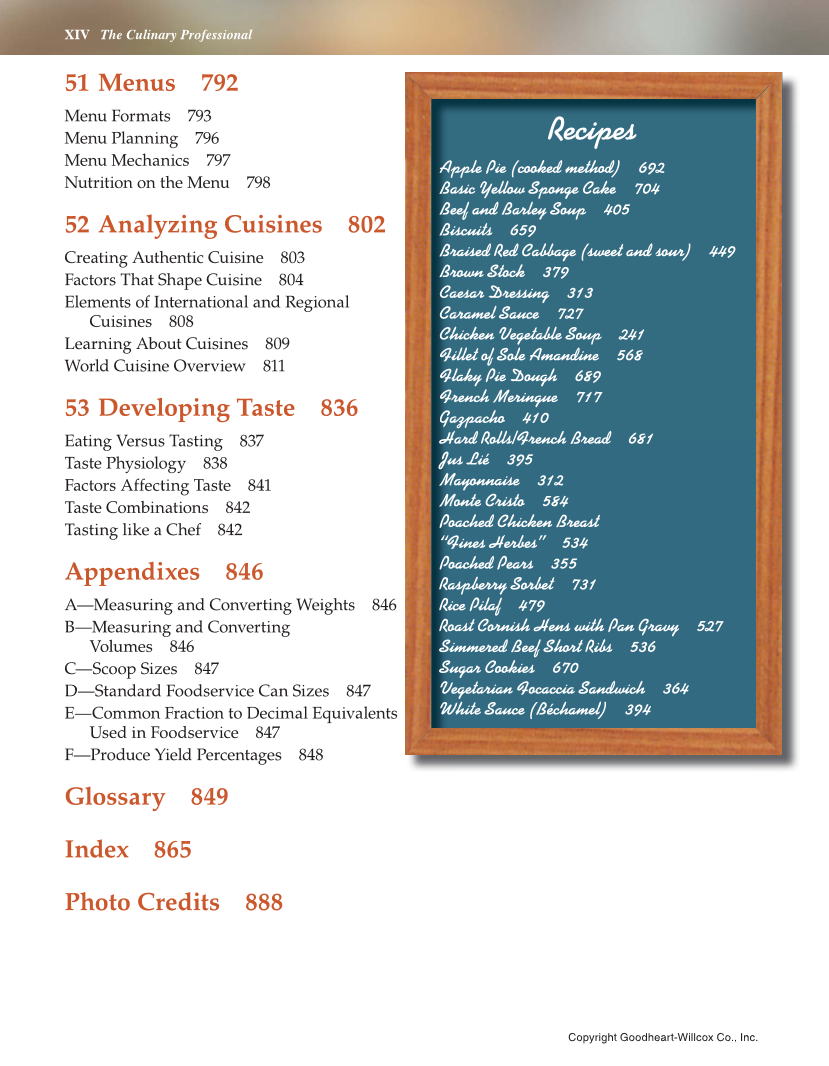 The Culinary Professional, 3rd Edition page XIV