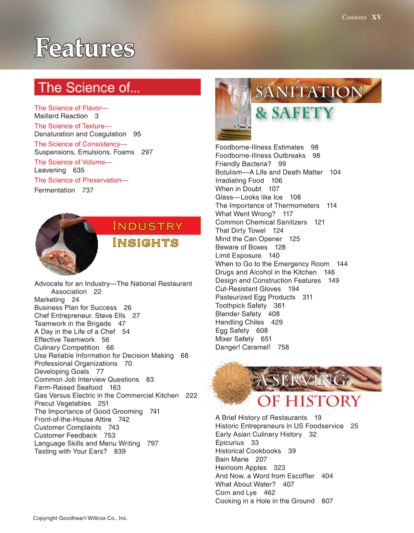 The Culinary Professional, 3rd Edition page XV