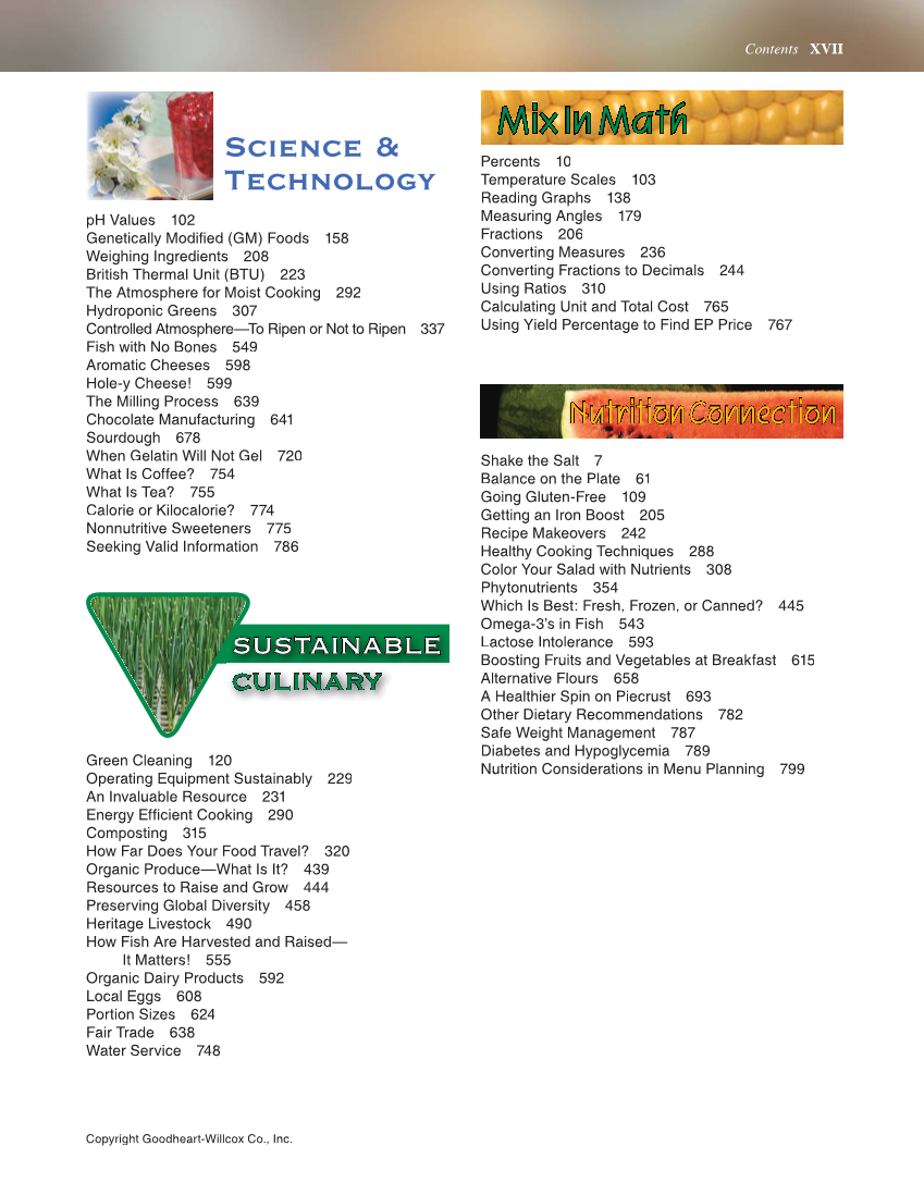 The Culinary Professional, 3rd Edition page XVII