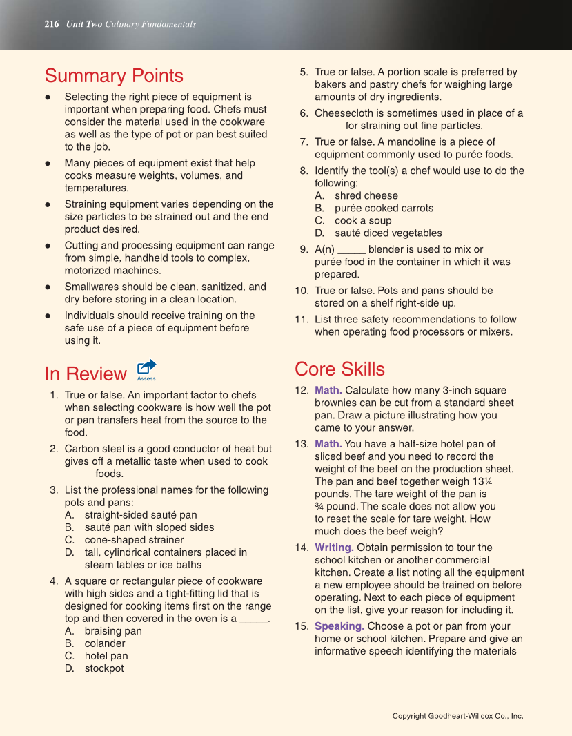 The Culinary Professional, 3rd Edition page 216