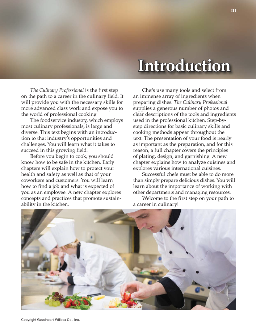 The Culinary Professional, 3rd Edition page III