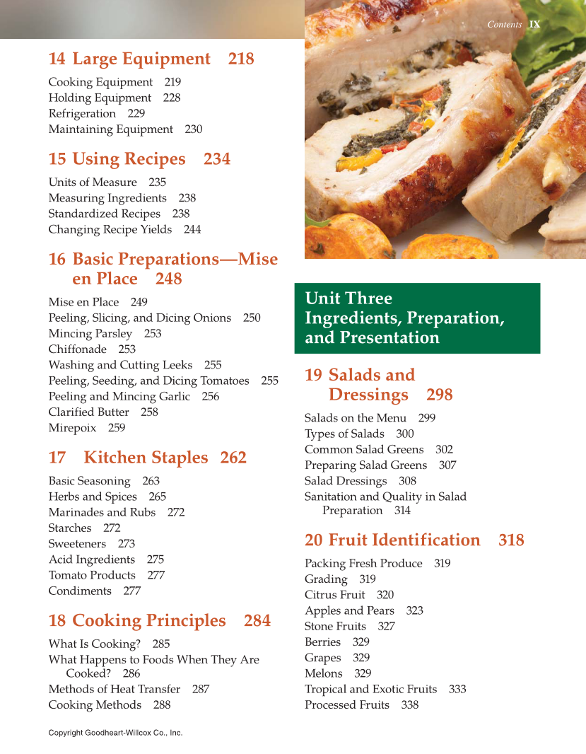 The Culinary Professional, 3rd Edition page IX