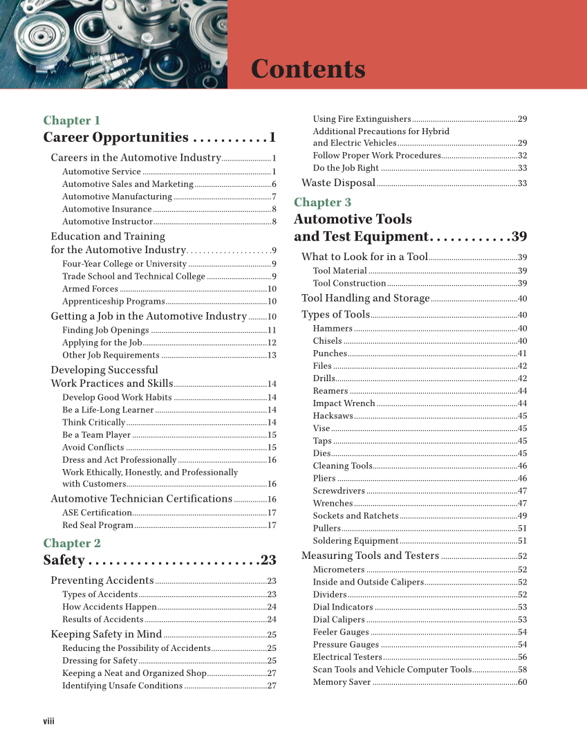 Auto Fundamentals, 12th Edition page viii