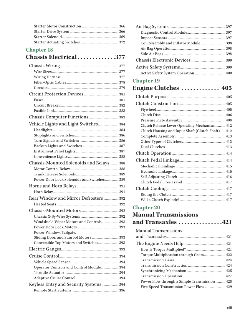 Auto Fundamentals, 12th Edition page xiii
