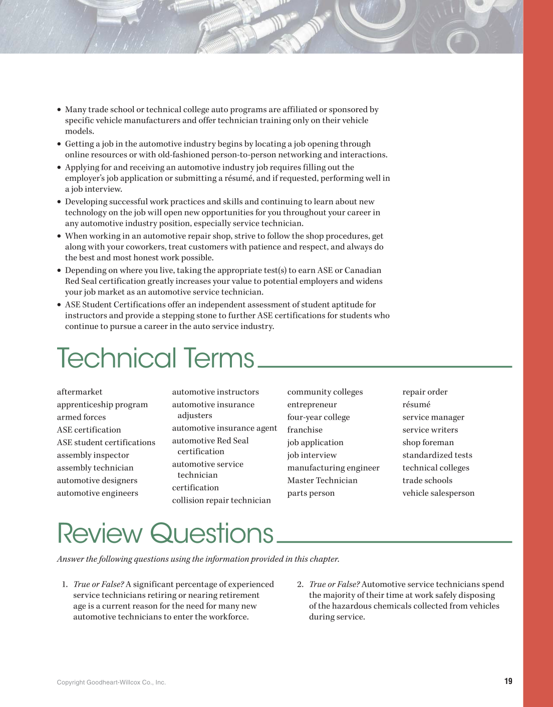 Auto Fundamentals, 12th Edition page 19