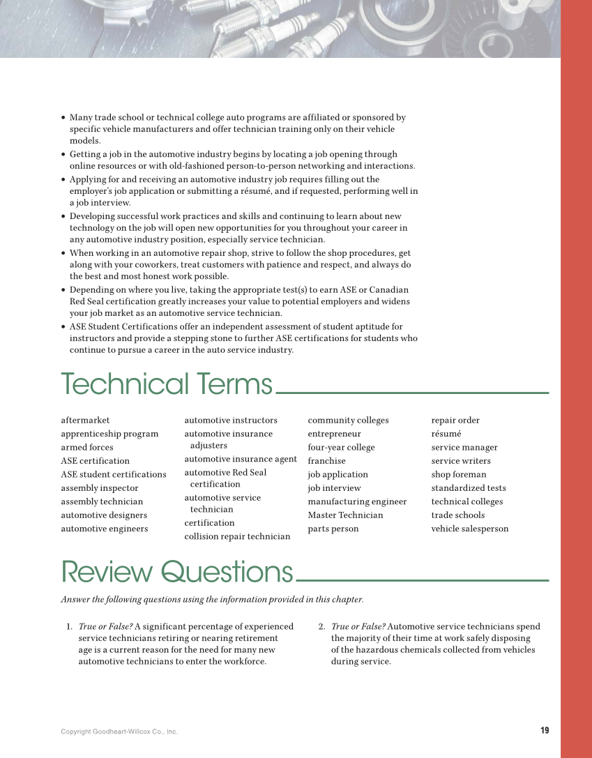 Auto Fundamentals, 12th Edition page 19