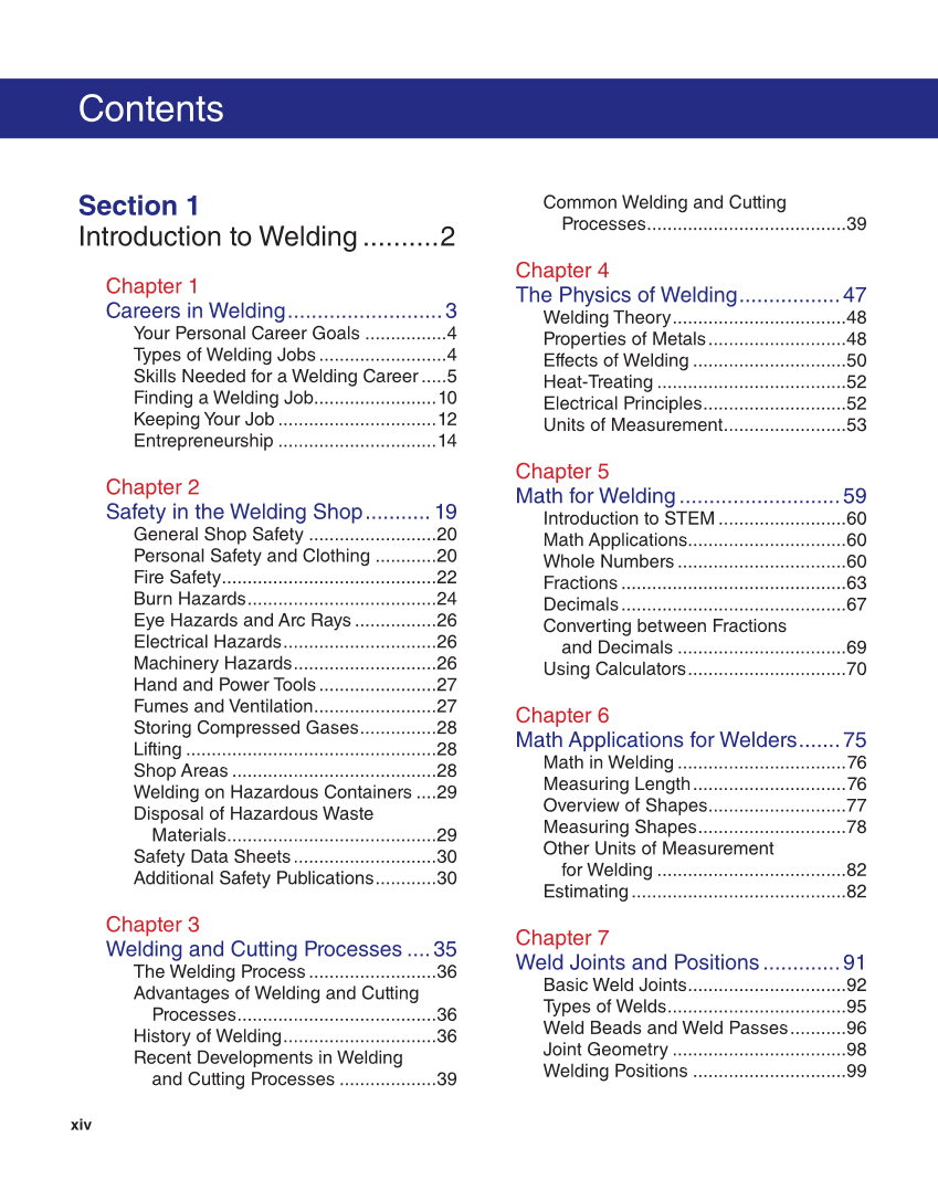 Welding Fundamentals 6e, Textbook page xiv