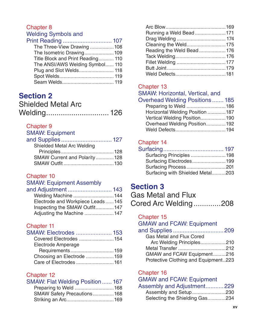 Welding Fundamentals 6e, Textbook page xv