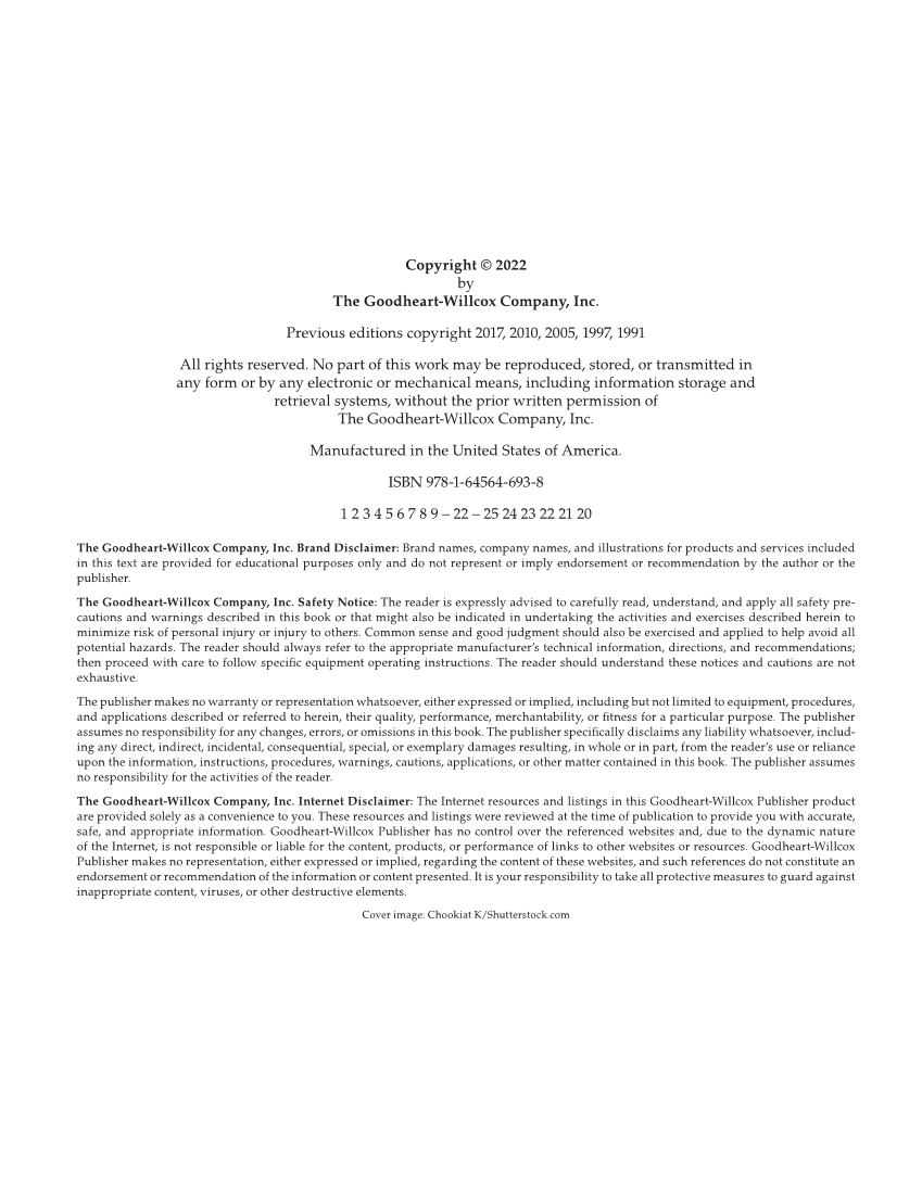 Welding Fundamentals 6e, Textbook page ii