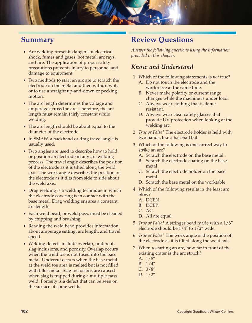 Welding Fundamentals 6e, Textbook page 182