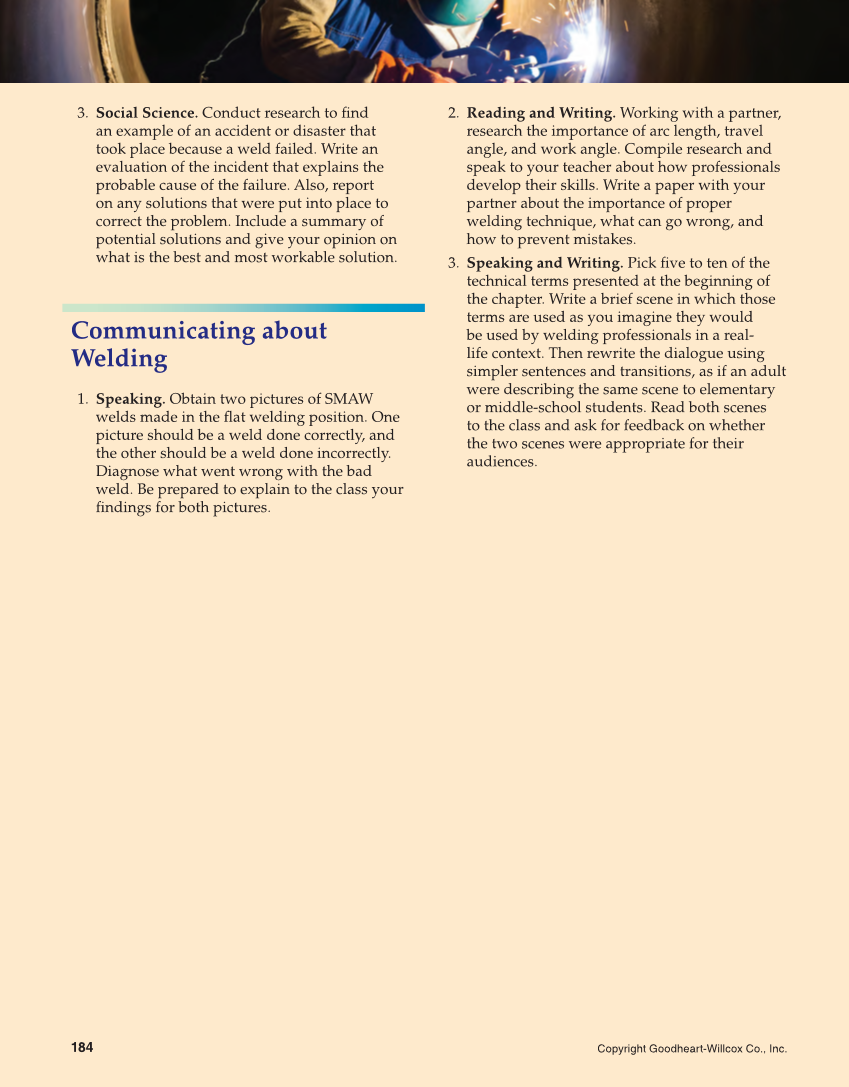 Welding Fundamentals 6e, Textbook page 184