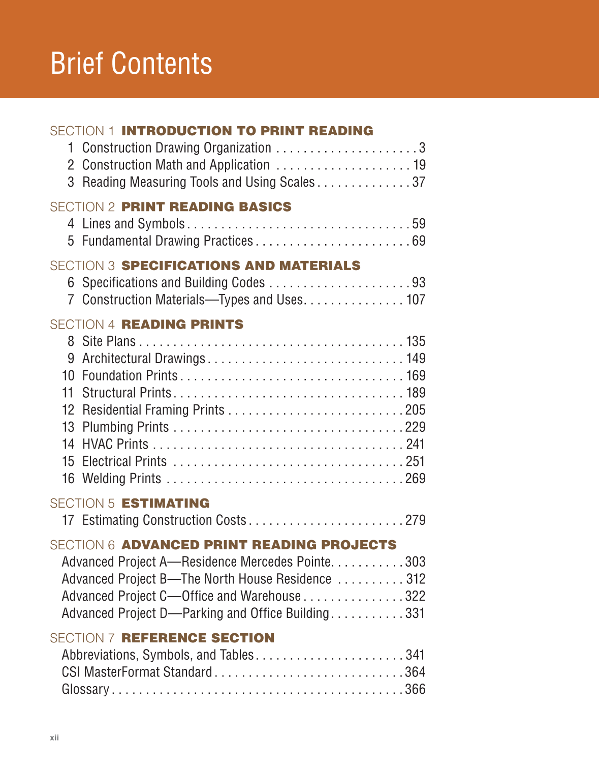 Print Reading for Construction, 7th Edition page xii