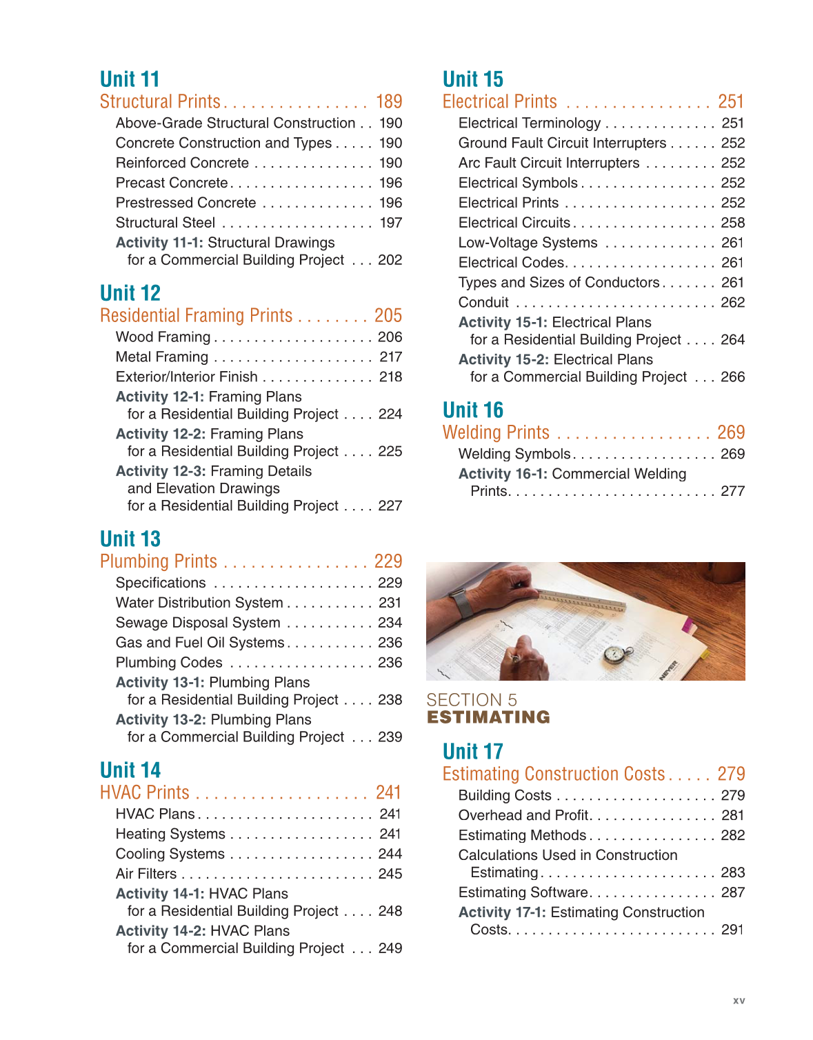 Print Reading for Construction, 7th Edition page xv