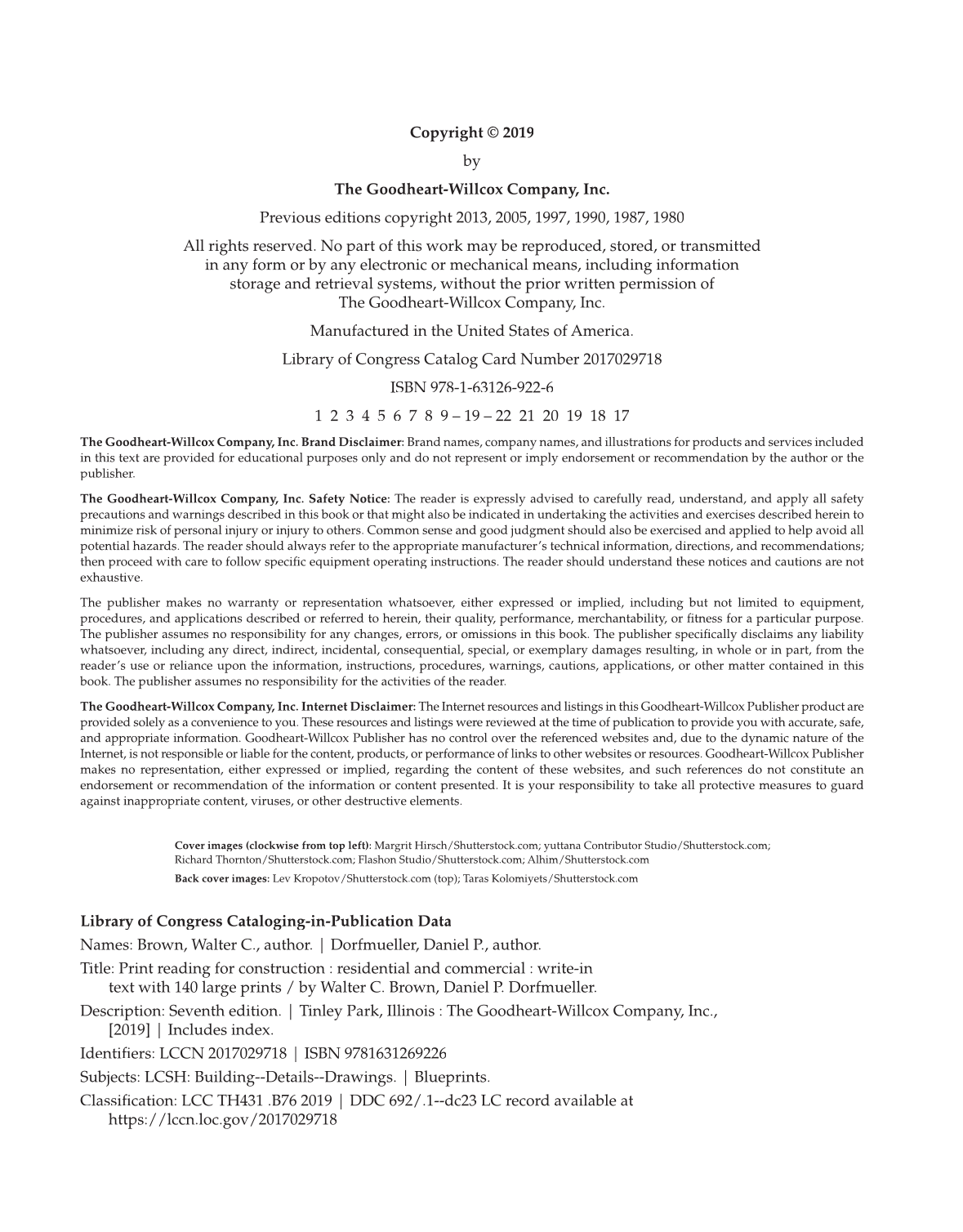 Print Reading for Construction, 7th Edition page ii