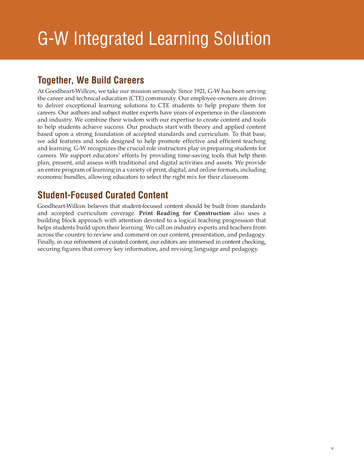 Print Reading for Construction, 7th Edition page v