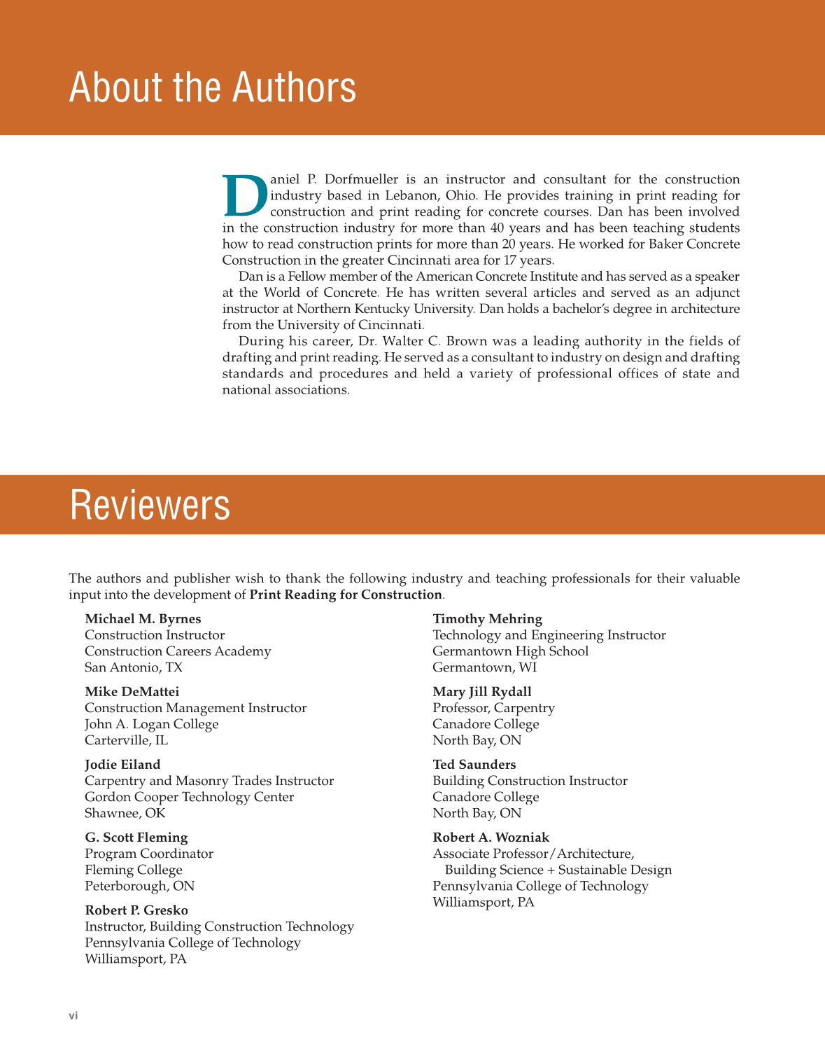Print Reading for Construction, 7th Edition page vi
