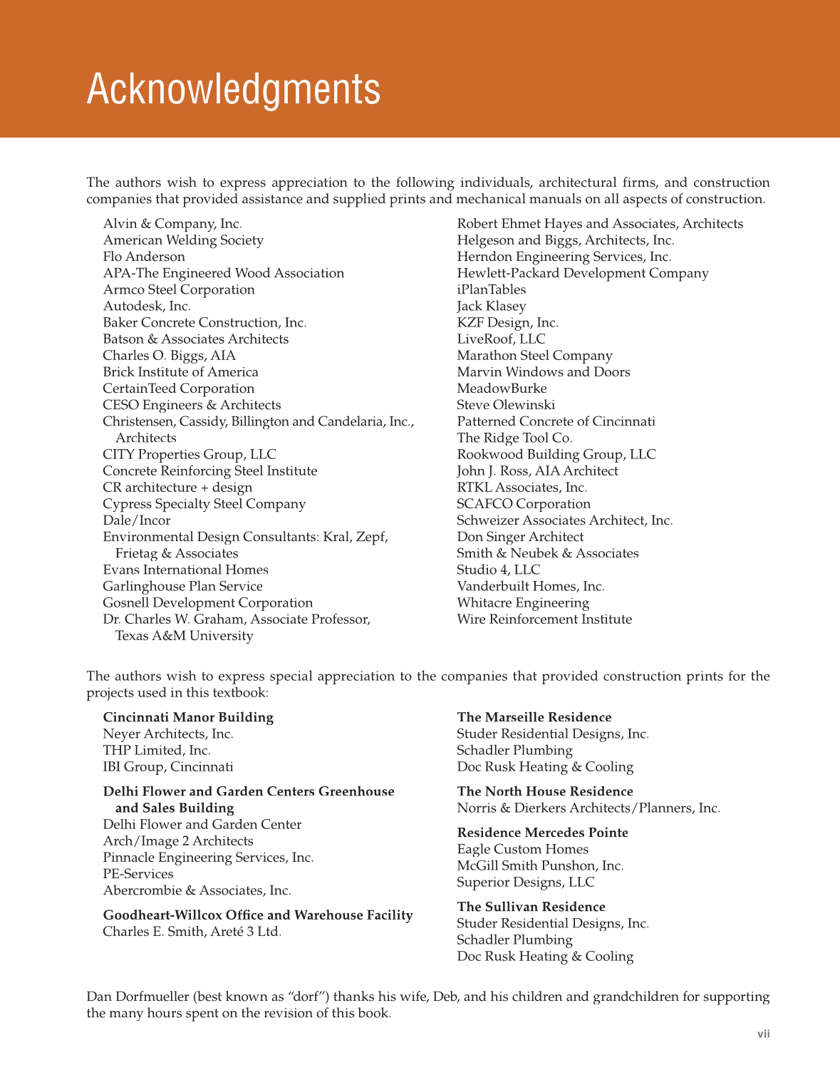 Print Reading for Construction, 7th Edition page vii