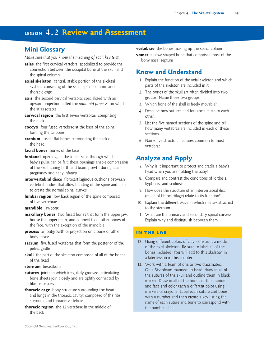 Introduction to Anatomy and Physiology, 2nd Edition page 141