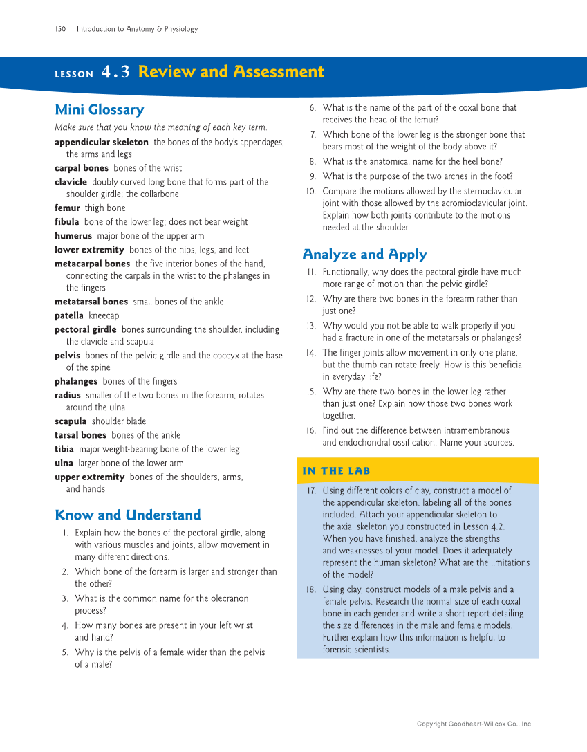 Introduction to Anatomy and Physiology, 2nd Edition page 150