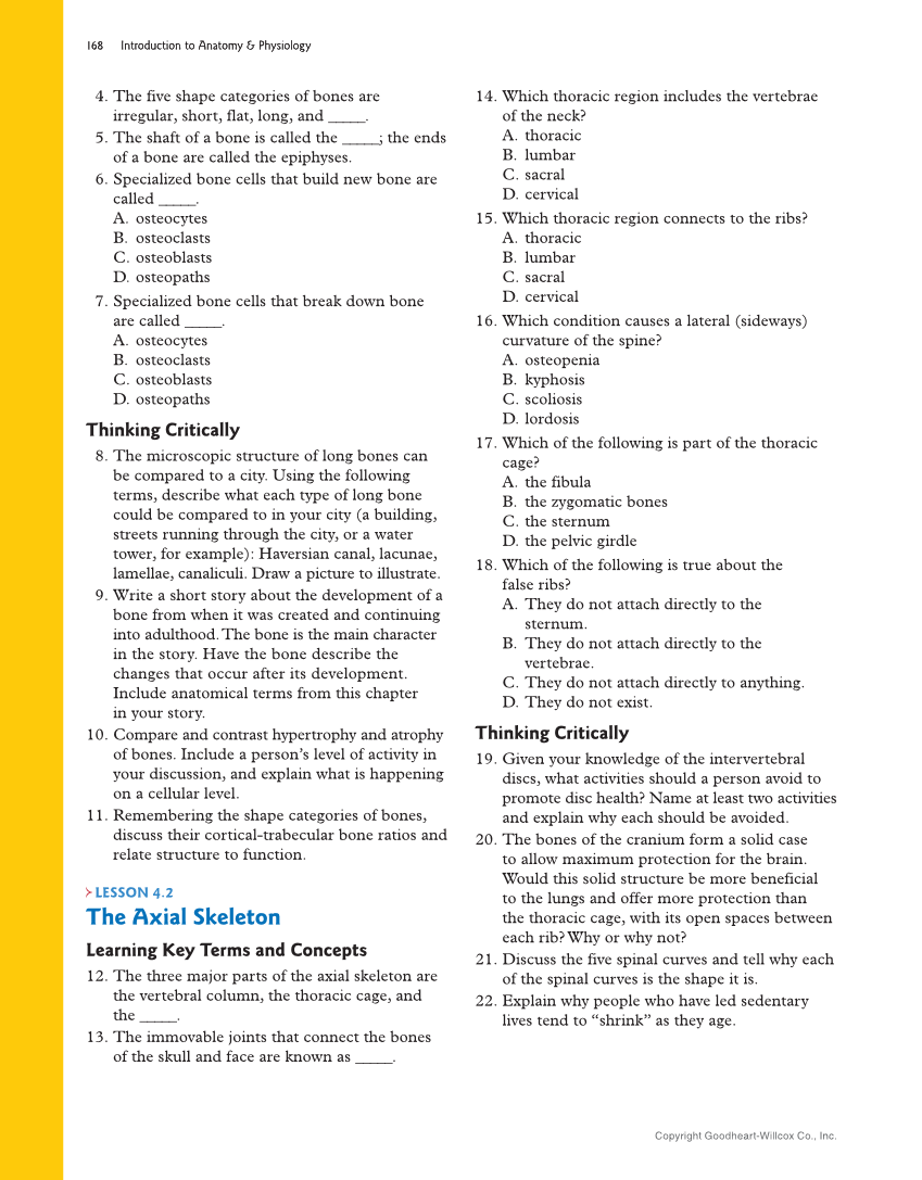 Introduction to Anatomy and Physiology, 2nd Edition page 168