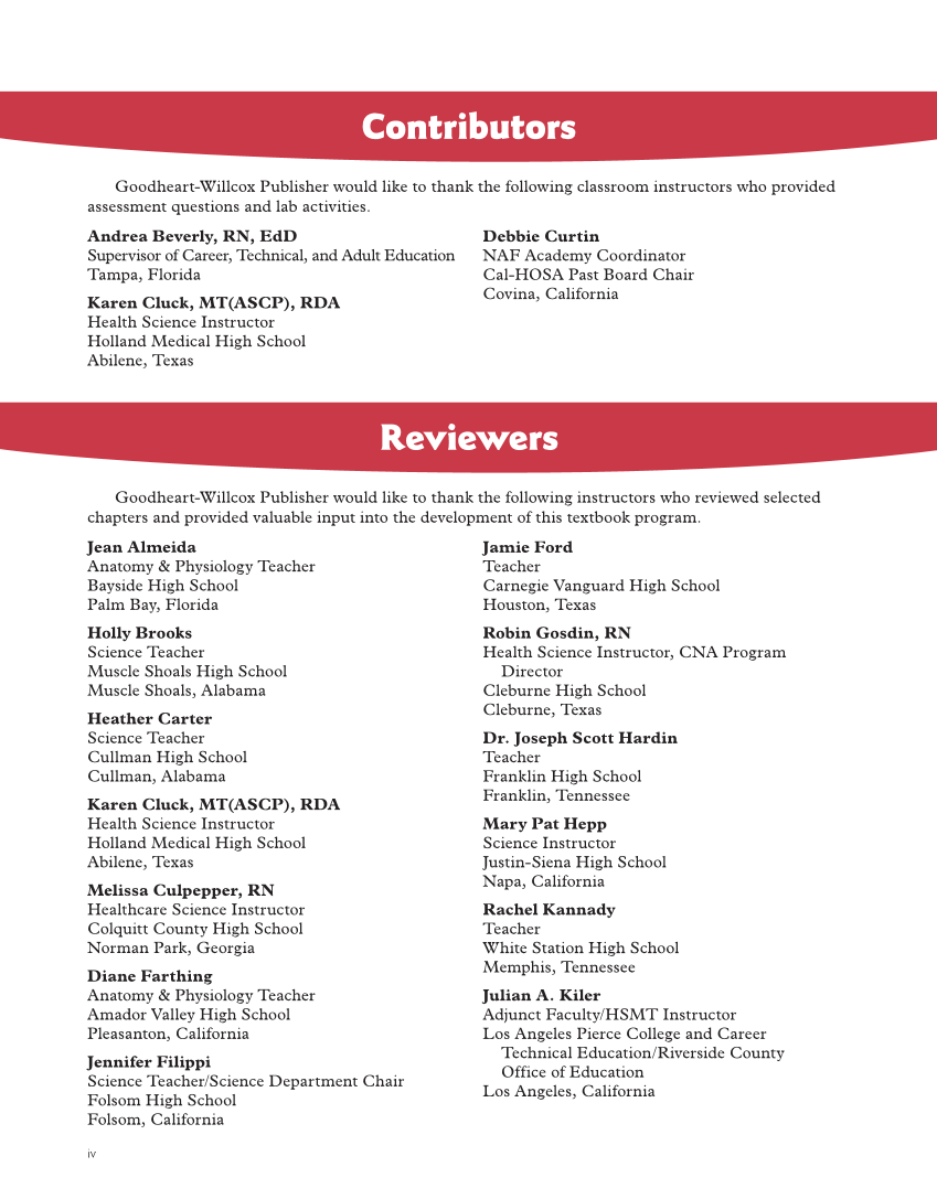 Introduction to Anatomy and Physiology, 2nd Edition page iv