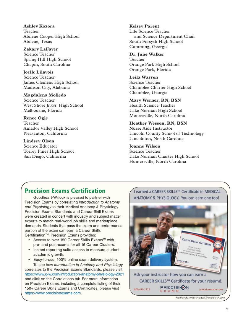 Introduction to Anatomy and Physiology, 2nd Edition page v