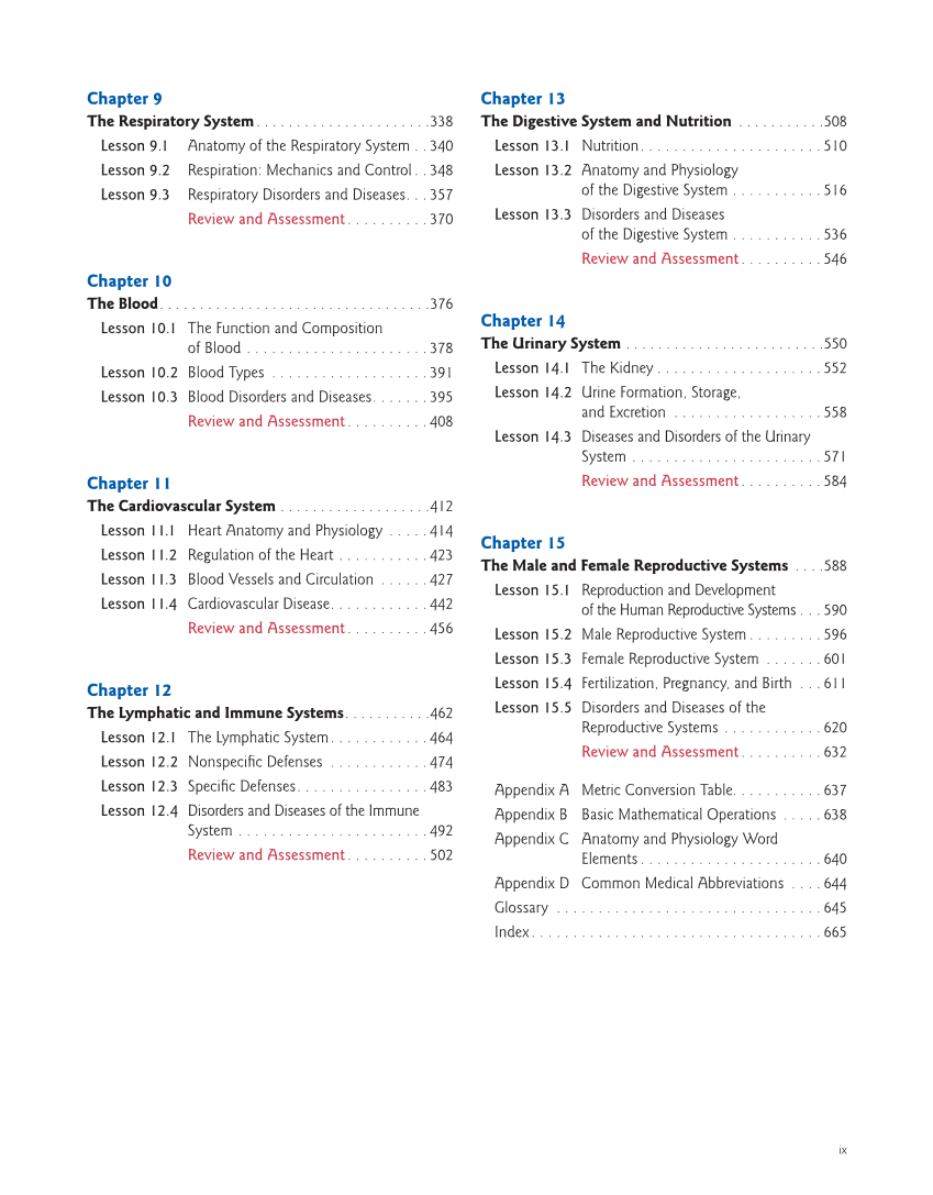 Introduction to Anatomy and Physiology, 2nd Edition page ix