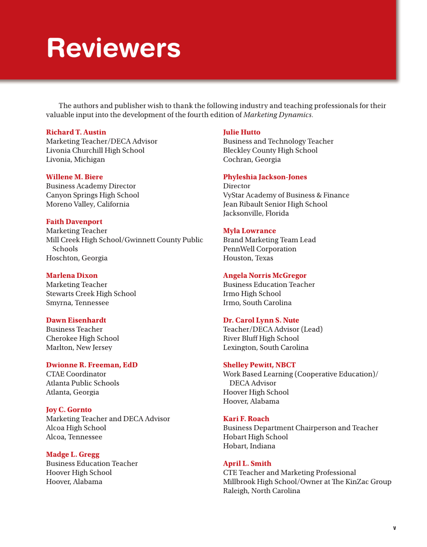 Marketing Dynamics, 4th Edition page v