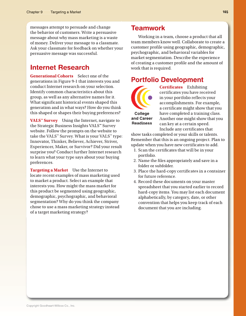 Marketing Dynamics, 4th Edition page 165