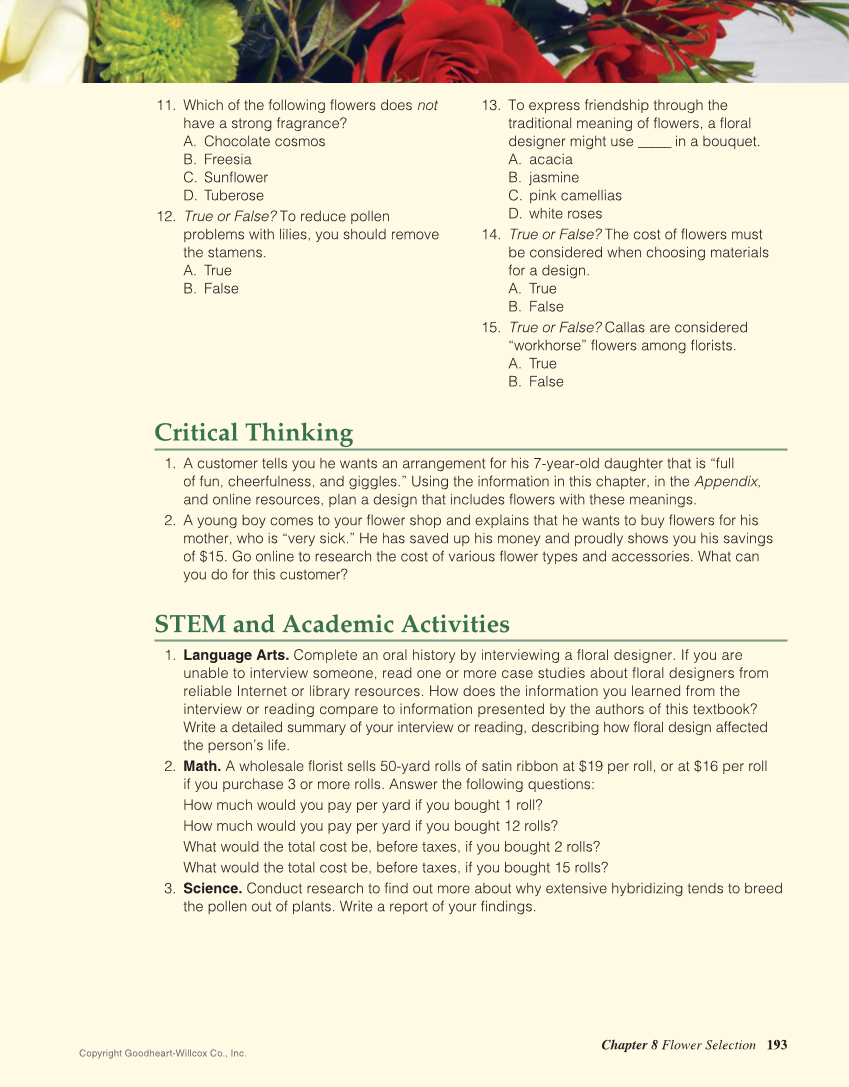 Principles of Floral Design: An Illustrated Guide, 2nd Edition page 193