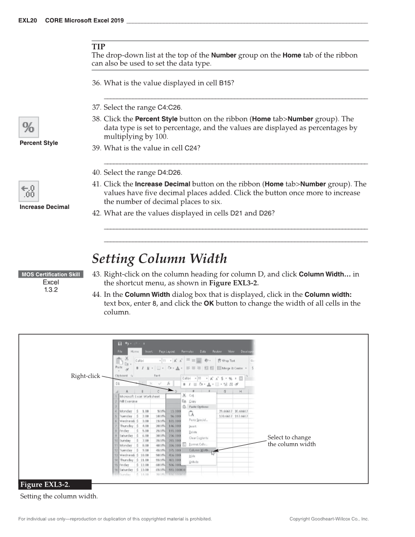 Certification Prep for Microsoft Office 2019 page EXL20