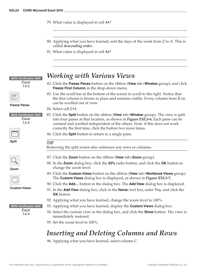Certification Prep for Microsoft Office 2019 page EXL24