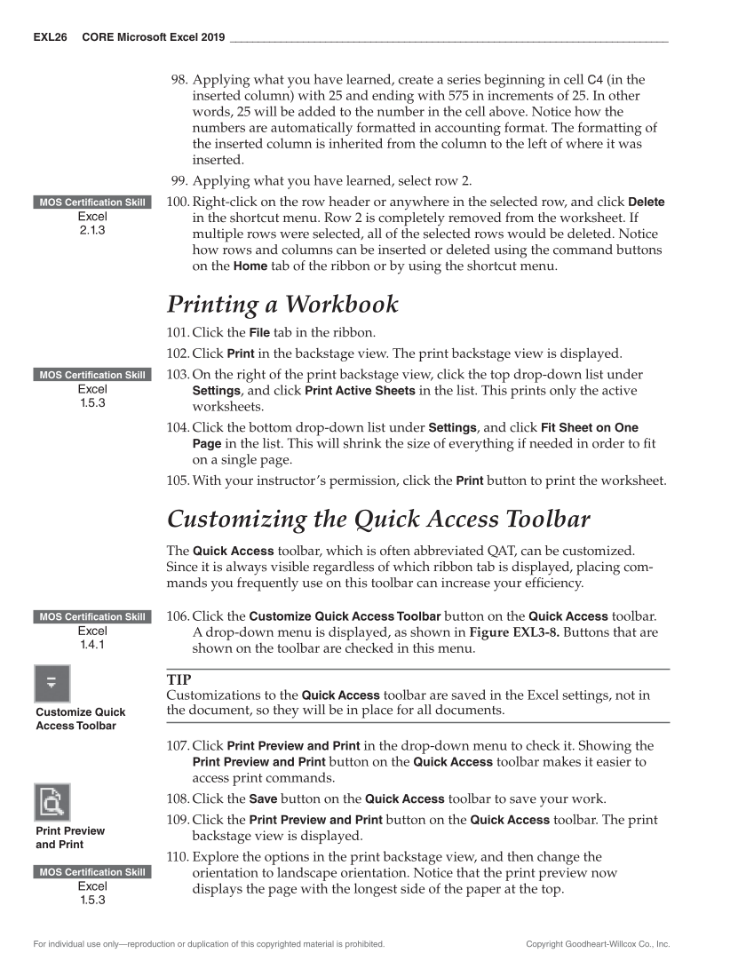 Certification Prep for Microsoft Office 2019 page EXL26
