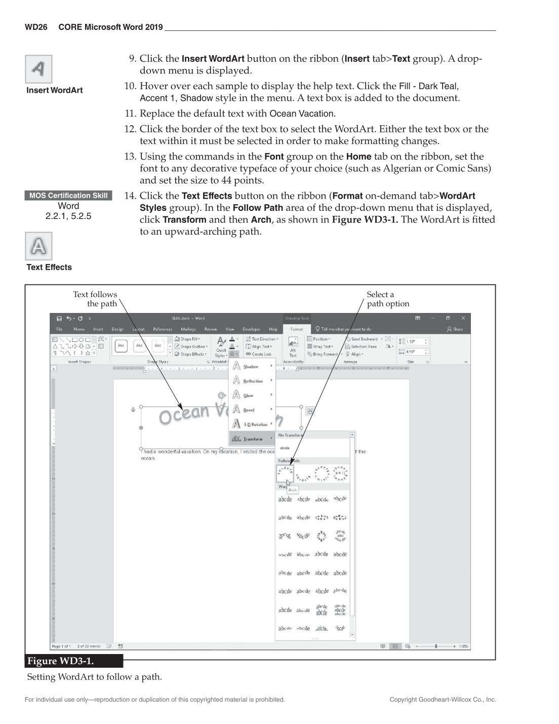 Certification Prep for Microsoft Office 2019 page WD26