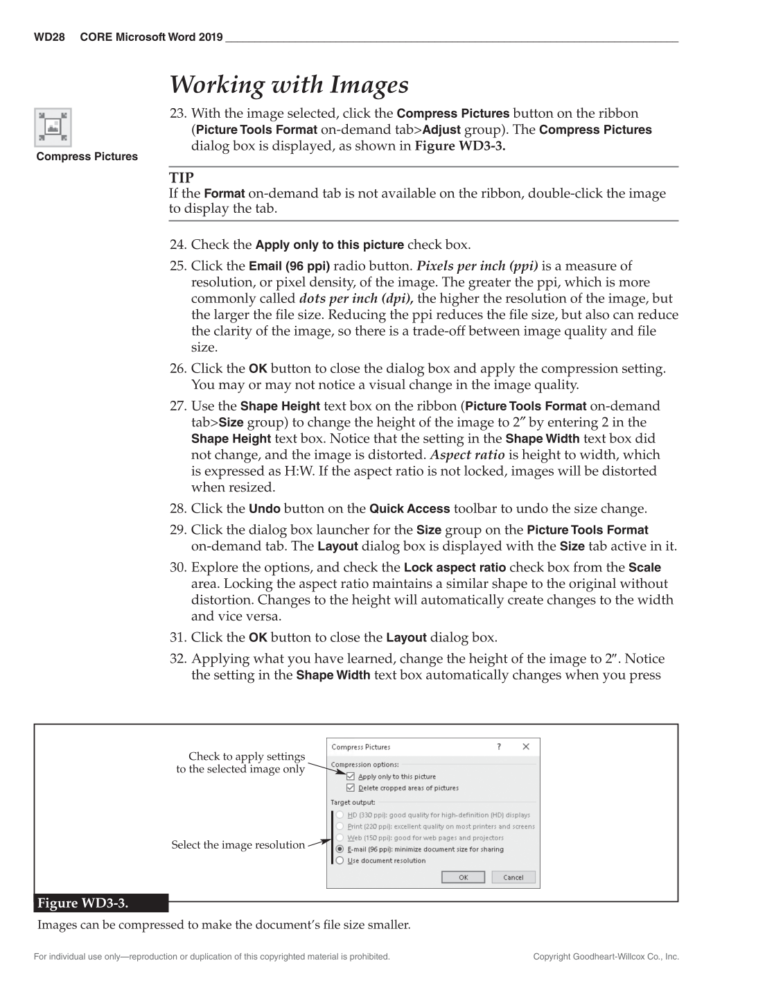 Certification Prep for Microsoft Office 2019 page WD28