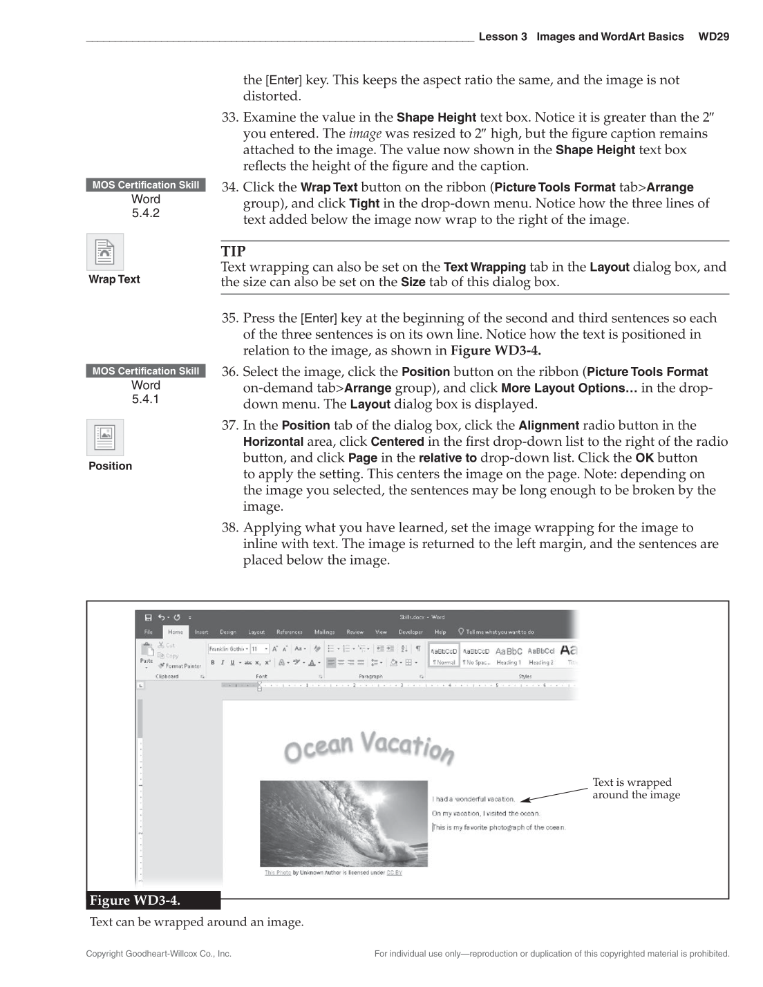 Certification Prep for Microsoft Office 2019 page WD29