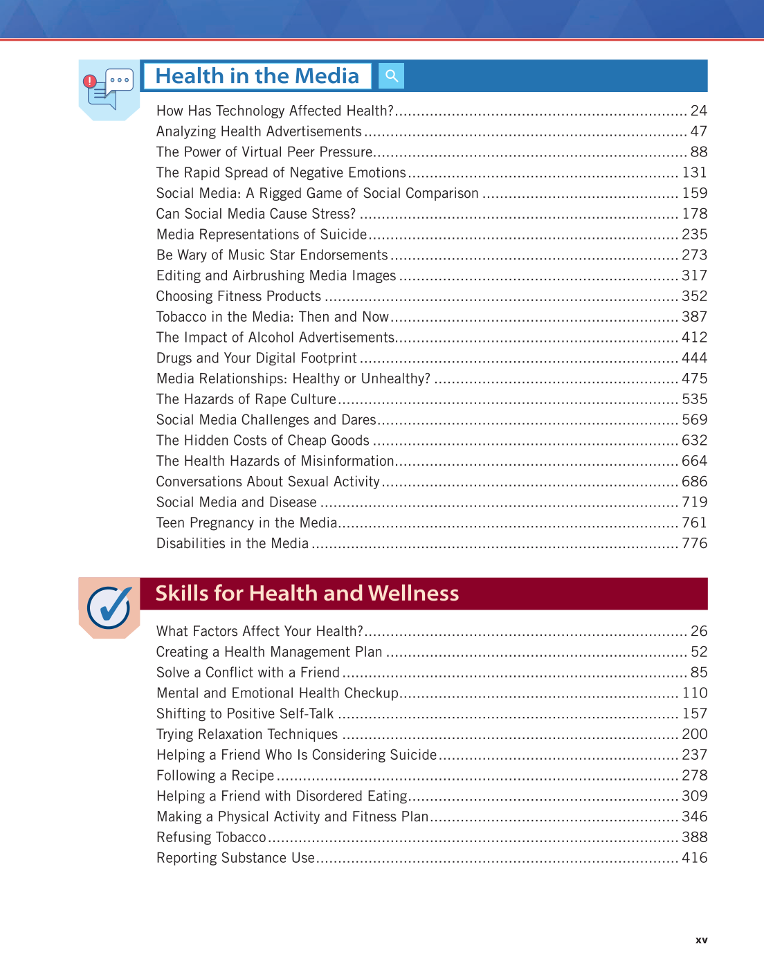 Essential Health Skills 3e page xv