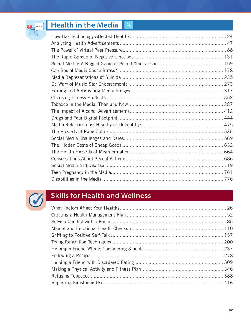 Essential Health Skills 3e page xv