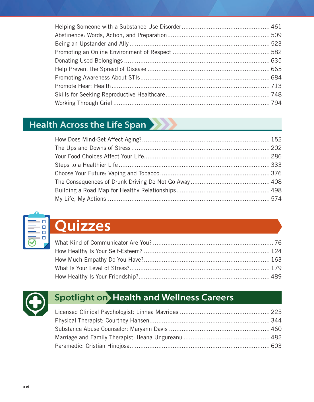 Essential Health Skills 3e page xvi